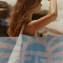 Sac De Plage Carryall Sun Face - Imprimé Bleu Et Blanc