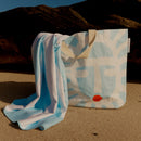 Sac De Plage Carryall Sun Face - Imprimé Bleu Et Blanc