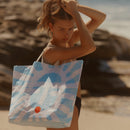 Sac De Plage Carryall Sun Face - Imprimé Bleu Et Blanc