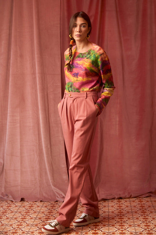 Fabuloso Pantalón Vintage Rosa - Rosa