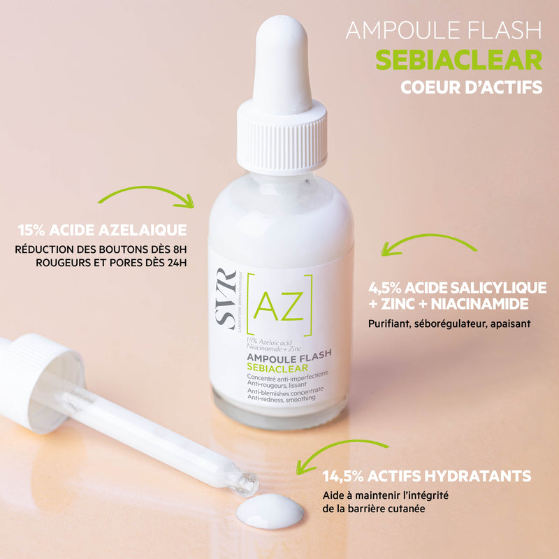 Ampoule Flash Visage Sebiaclear - Séborégulateur Peaux Acnéiques