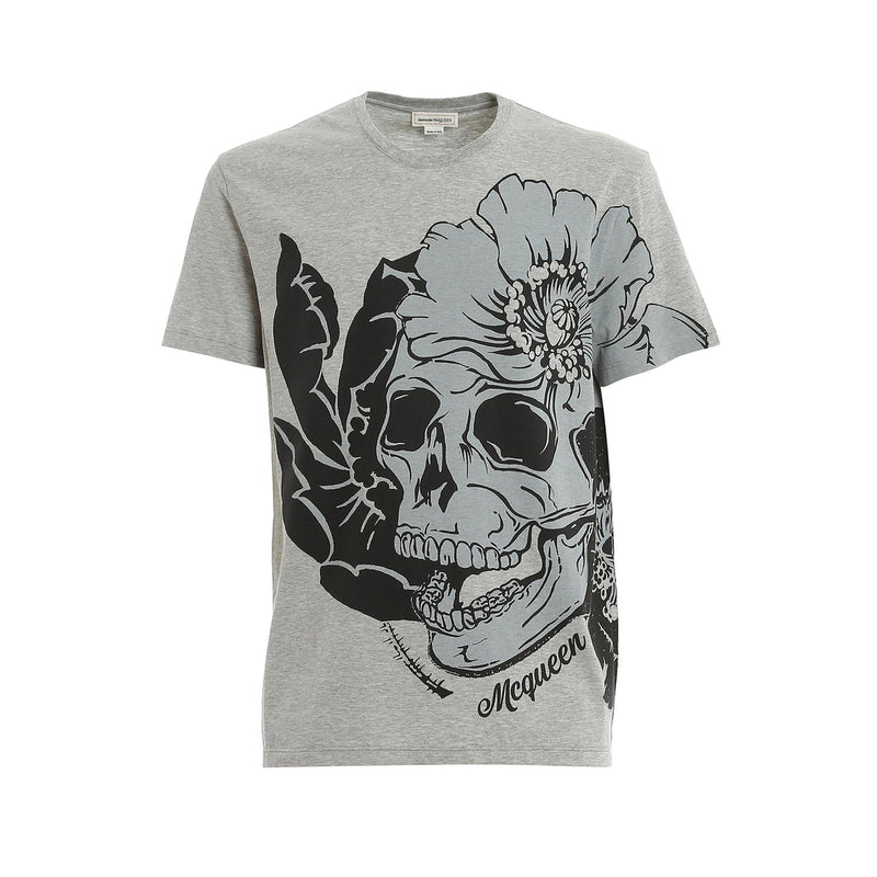 T-Shirt Alexander Mcqueen Skull Print Cotton - Gris - Homme