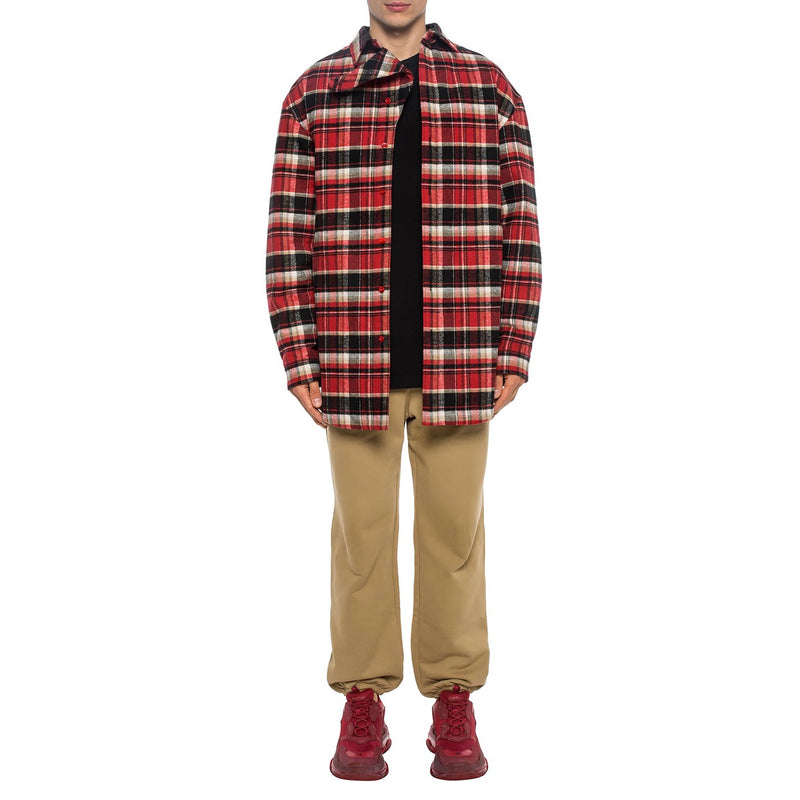Veste Balenciaga Checked Flannel Padded - Rouge - Homme