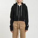 Sweat Terry Crop Zip Up - Black - Femme
