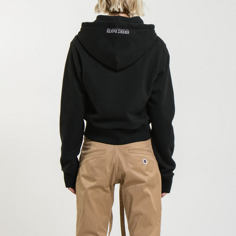 Sweat Terry Crop Zip Up - Black - Femme