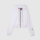Sweat Terry Crop Zip Up - White - Femme