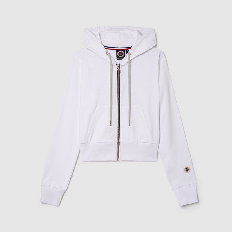 Sweat Terry Crop Zip Up - White - Femme