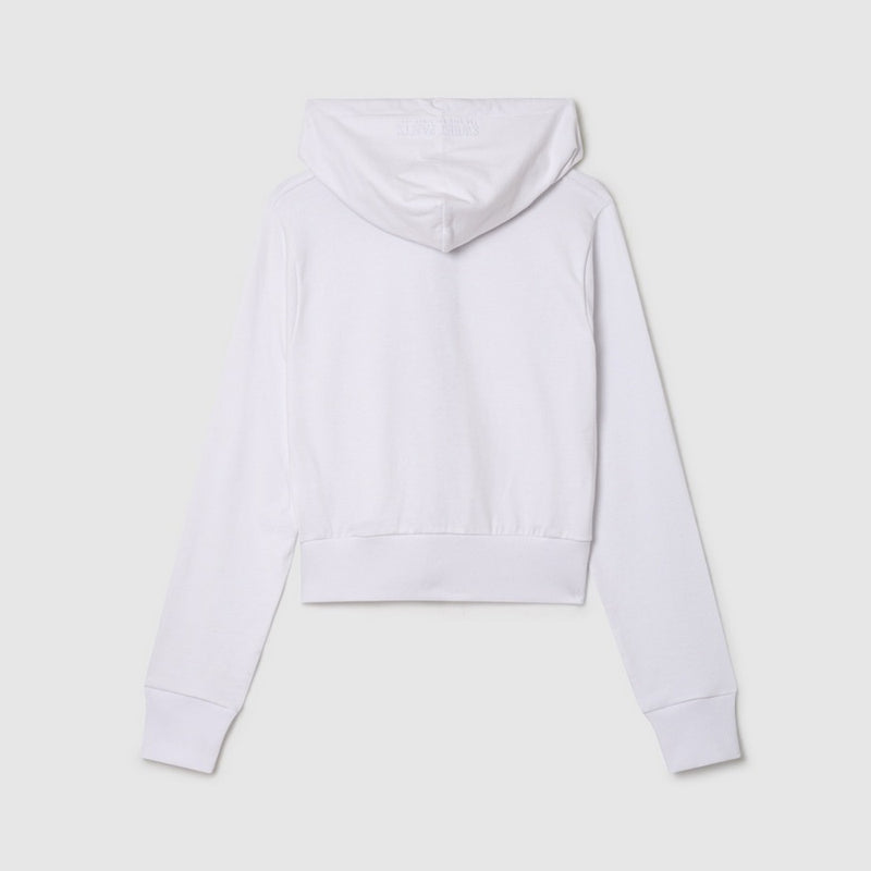Sweat Terry Crop Zip Up - White - Femme