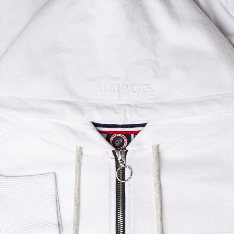 Sweat Terry Crop Zip Up - White - Femme