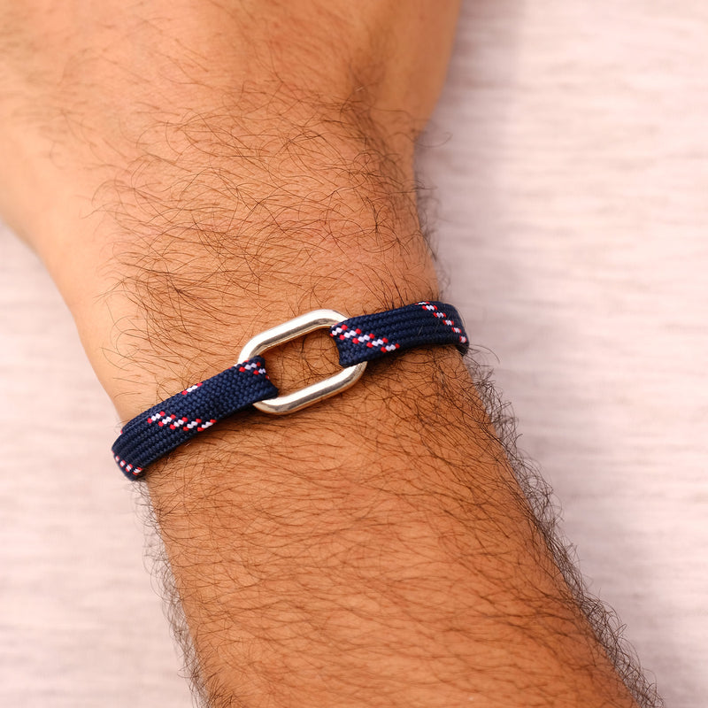 Bracelet Tilla - Bleu Marine Moucheté Blanc Et Rouge
