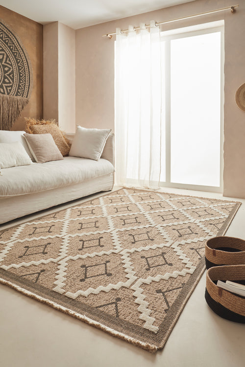 Tapis Aspect Jute Tulum 9041 - Motif Jute - Noir - Intérieur / Extérieur