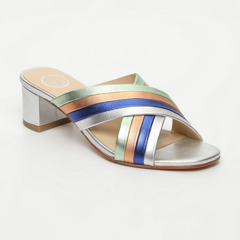 Sandalias Wesley - Plata+Azul Eléctrico+Naranja+Verde