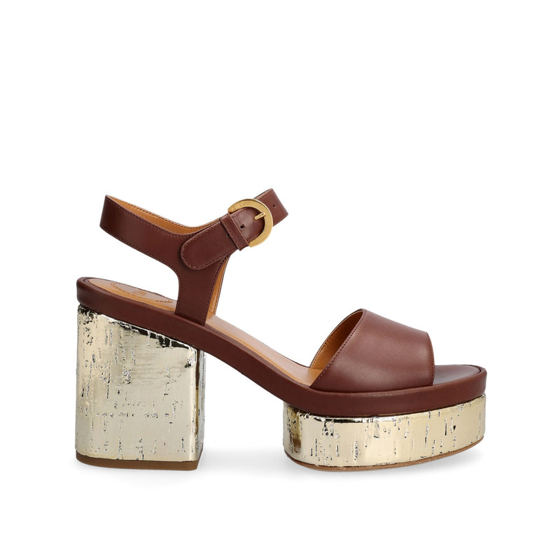 Chloe' Odina Leather Sandals - Brown - Woman
