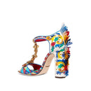 Dolce & Gabbana Raffia-Trimmed Leather Sandals - Blue - Woman