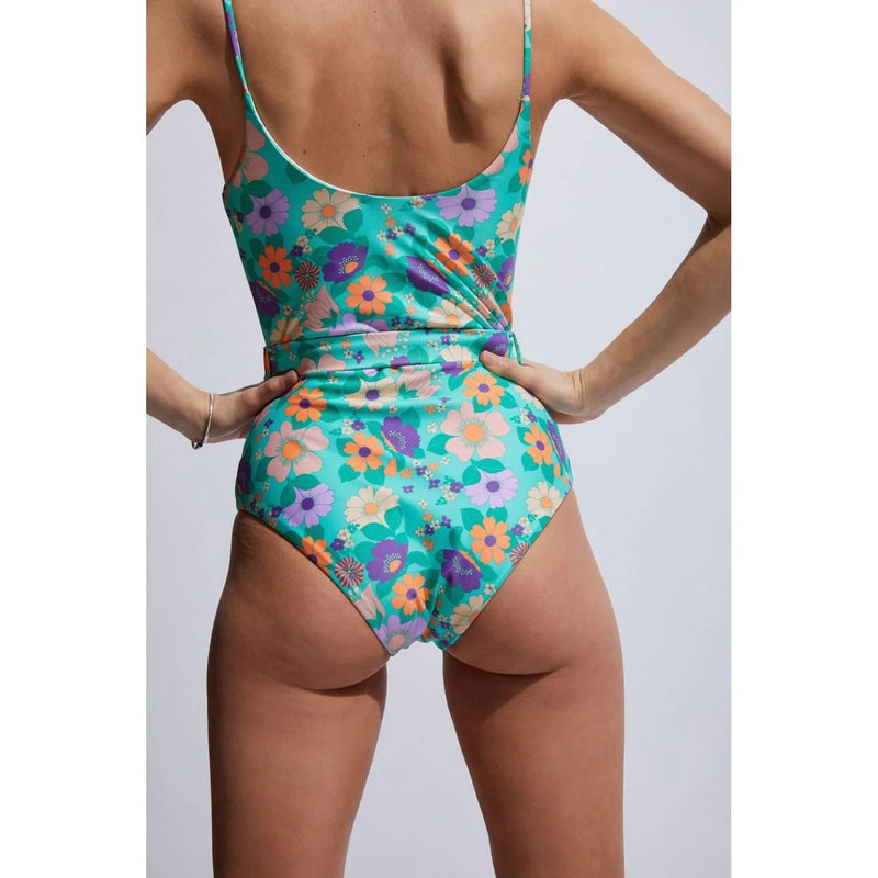 Maillot Une Pièce Tia - Flower Aqua