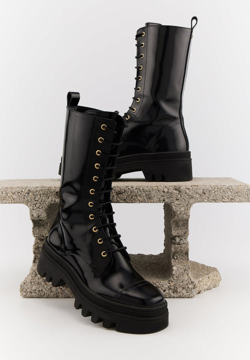 Anita - Cuir Glacé Noir - Bons Baisers - The Bradery