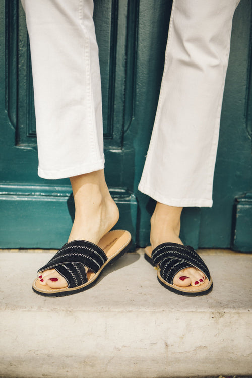 Avarca Black Velvet Mule - Avarca Classics - Menorquins - The Bradery