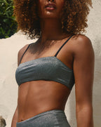 Bañador bandeau fino - Negro Plata