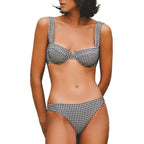 Bas De Maillot Bikini Balconette Vichy Noir & Blanc - Noir - Robin Collection - The Bradery