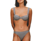 Bas De Maillot Bikini Balconette Vichy Noir & Blanc - Noir - Robin Collection - The Bradery