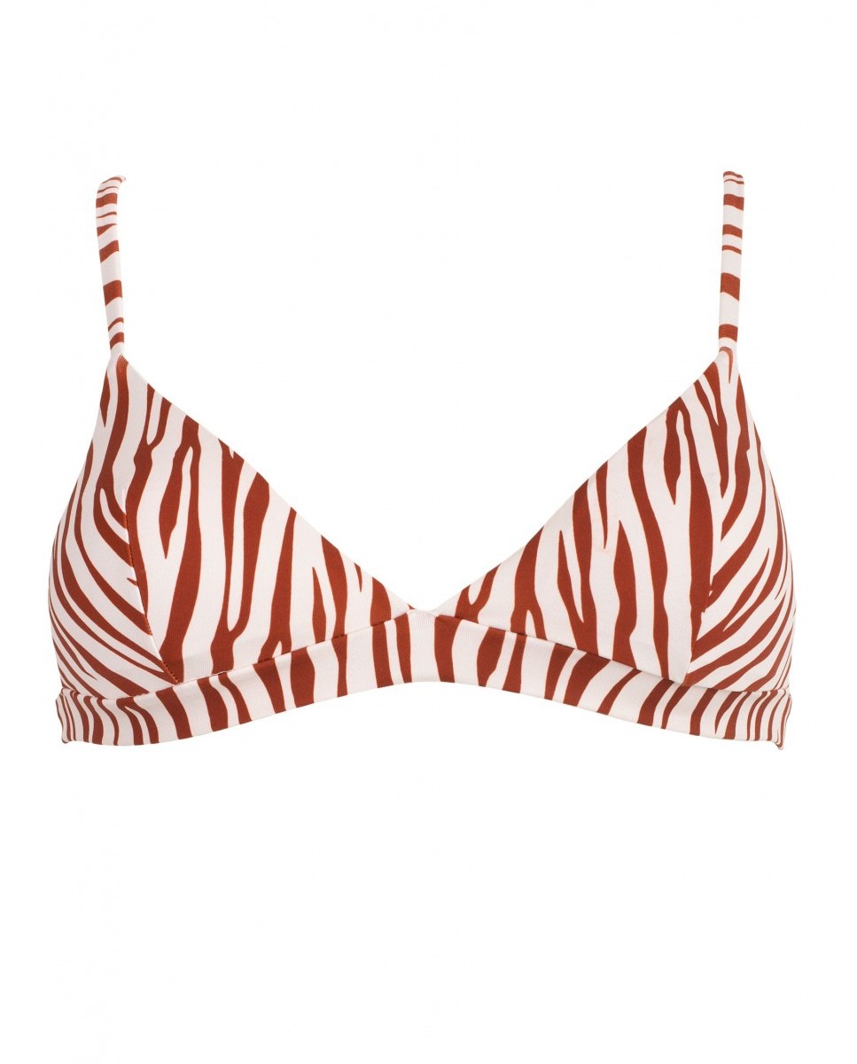 Top de bikini deportivo con cebra - Marrón