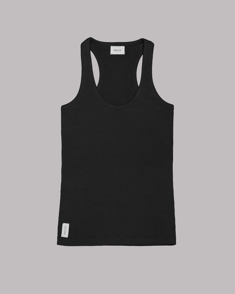 MIKUTA The Black Ribbed Tank Top