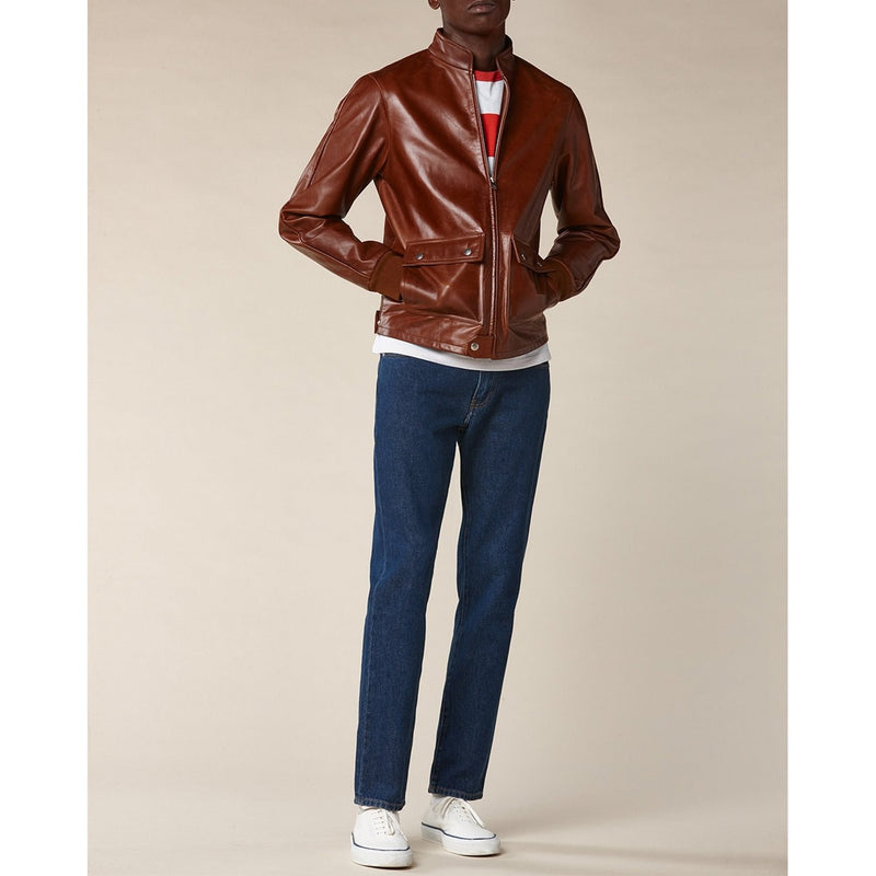 Leather Jacket - Marron - De Fursac - The Bradery