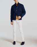 Indigo Blue Cotton Canvas Jacket - Indigo Blue - De Fursac - The Bradery