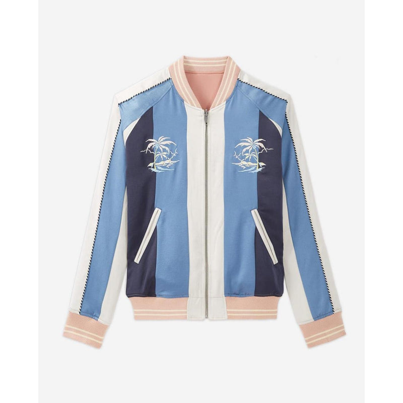 Blouson Réversible Brodé Bleu Et Rose Tissu Japonais - Homme - The Kooples - The Bradery