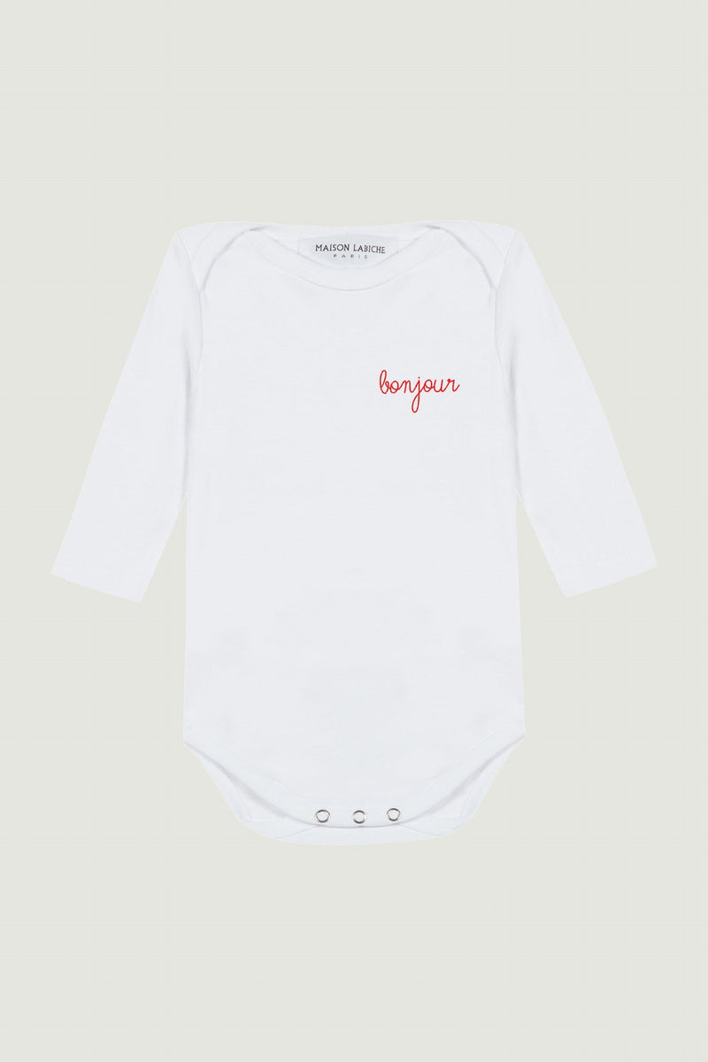 ‘bonjour’ long-sleeved marilla onesie#color_white