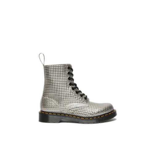 Boots Pascal Stud Emboss Leather Lace Up - Argent - Dr Martens - The Bradery