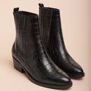 Elizabeth Croco Boots - Black - Anaki - The Bradery