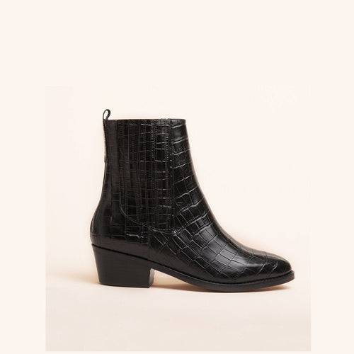 Elizabeth Croco Boots - Black - Anaki - The Bradery