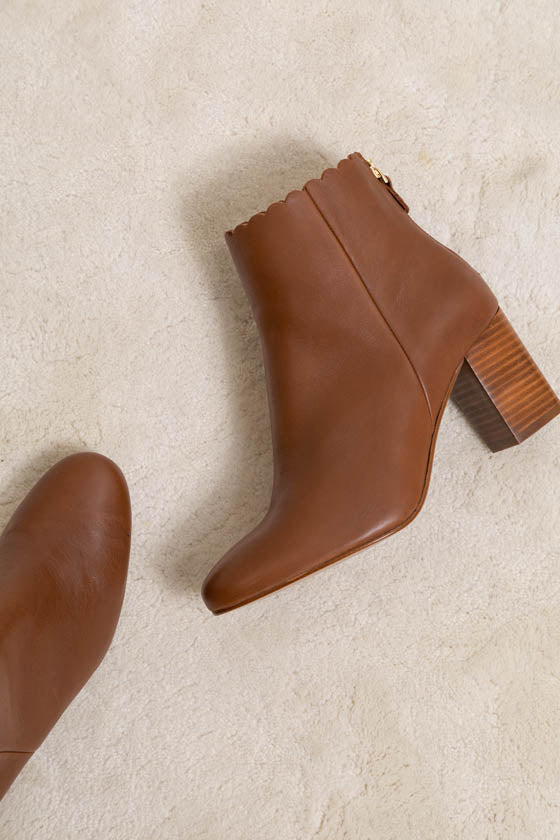Giselle Smooth Ankle Boots - Cognac - Maison Toufet - The Bradery