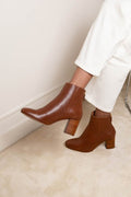 Giselle Smooth Ankle Boots - Cognac - Maison Toufet - The Bradery