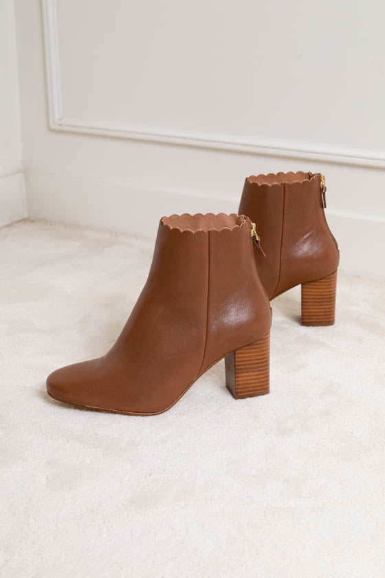 Giselle Smooth Ankle Boots - Cognac - Maison Toufet - The Bradery