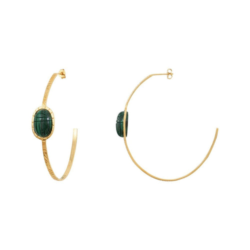 Boucles D'Oreilles Créoles Khepri - Vert - Caroline Najman - The Bradery