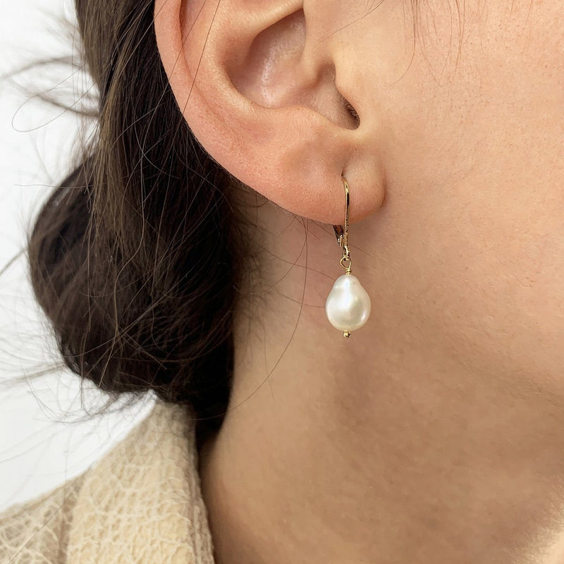 Boucles D'Oreilles Perle - Or / Perle D'Eau Douce - Nilaï - The Bradery