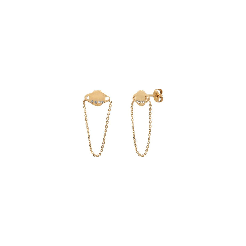 Boucles D'Oreilles Vega Saturne Doré Blanc - Boucles D'Oreilles - Caroline Najman - The Bradery