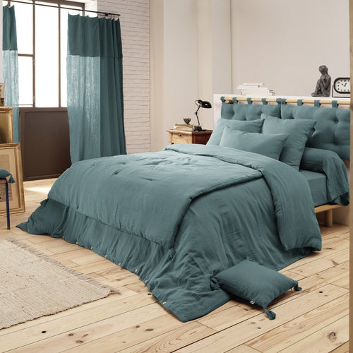 Bout De Lit Gaze De Coton 90 X 200 Cm Gaia Canard - L'Effet Papillon - The Bradery