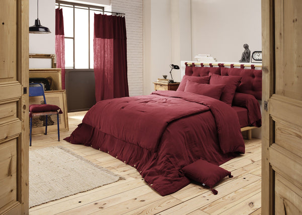 Cotton Gauze Bed Runner 90 X 200 Cm Gaia Wine - L'Effet Papillon - The Bradery