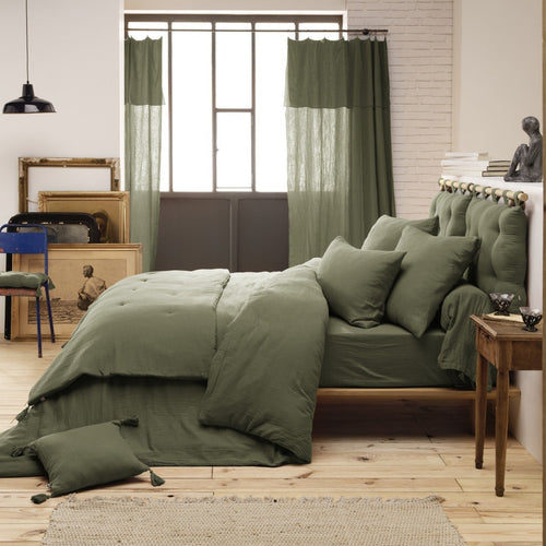 Bout De Lit Gaze De Coton 90 X 200 Cm Gaia Romarin - L'Effet Papillon - The Bradery