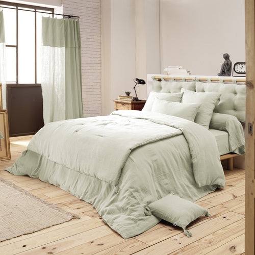 Bout De Lit Gaze De Coton 90 X 200 Cm Gaïa Vert D'Eau - L'Effet Papillon - The Bradery