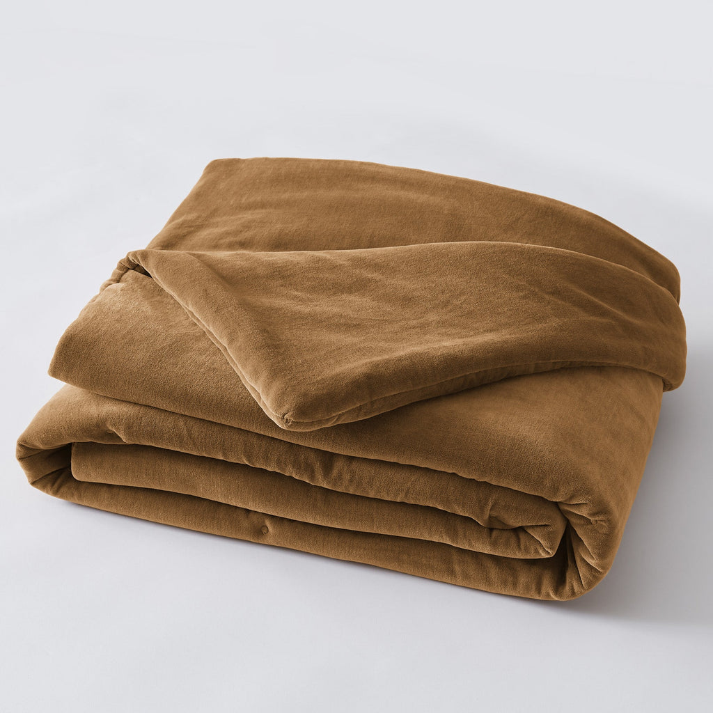 Bout de lit Gaze de Coton Velours de coton CÉSAR Camel - L'Effet Papillon - The Bradery