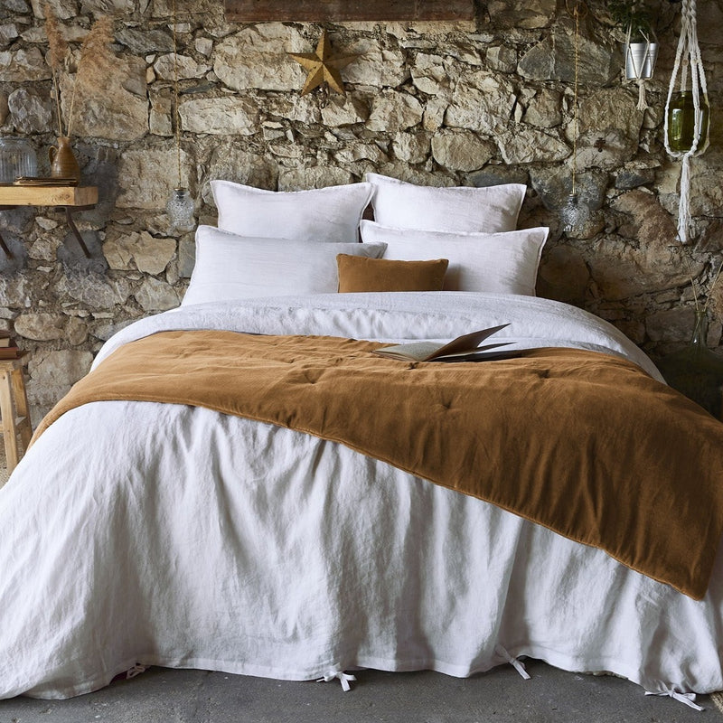 Bout de lit Gaze de Coton Velours de coton CÉSAR Camel - L'Effet Papillon - The Bradery