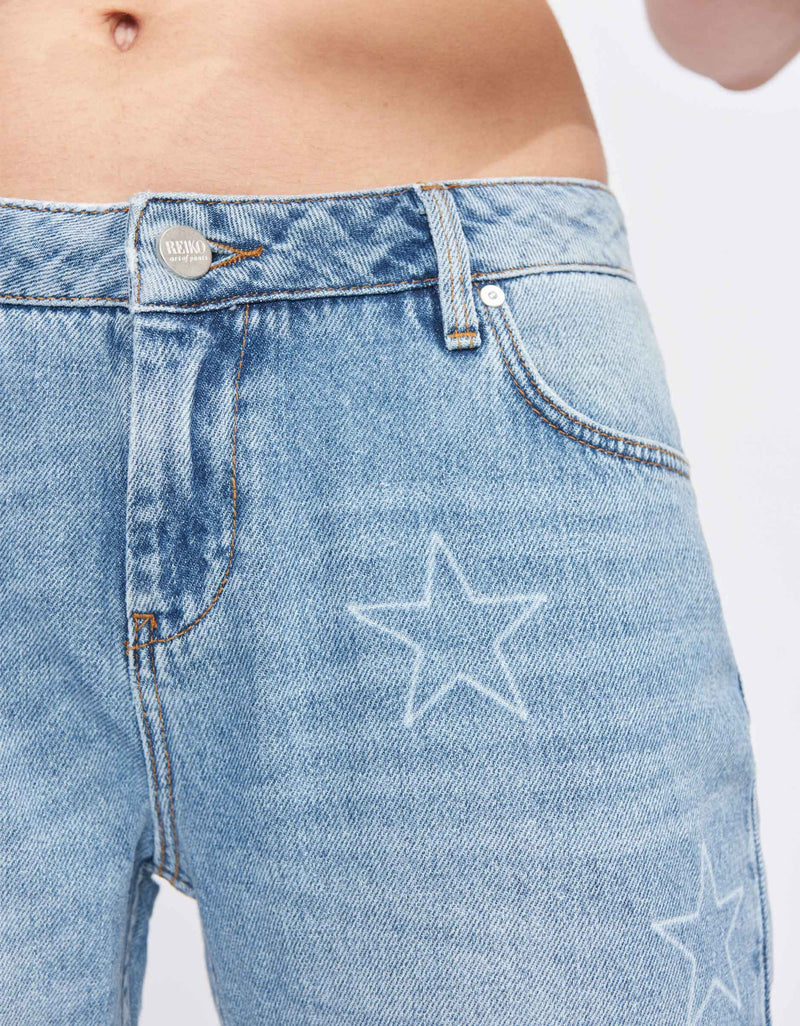 Jean Boxy Cropped Victor Denim Stars - Bas - Reiko1 - The Bradery