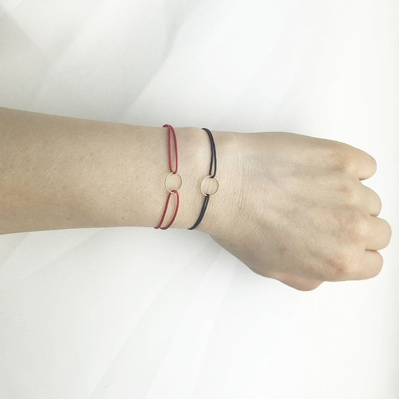 Bracelet Cordon Cercle - Noir/Gris - Caroline Najman - The Bradery