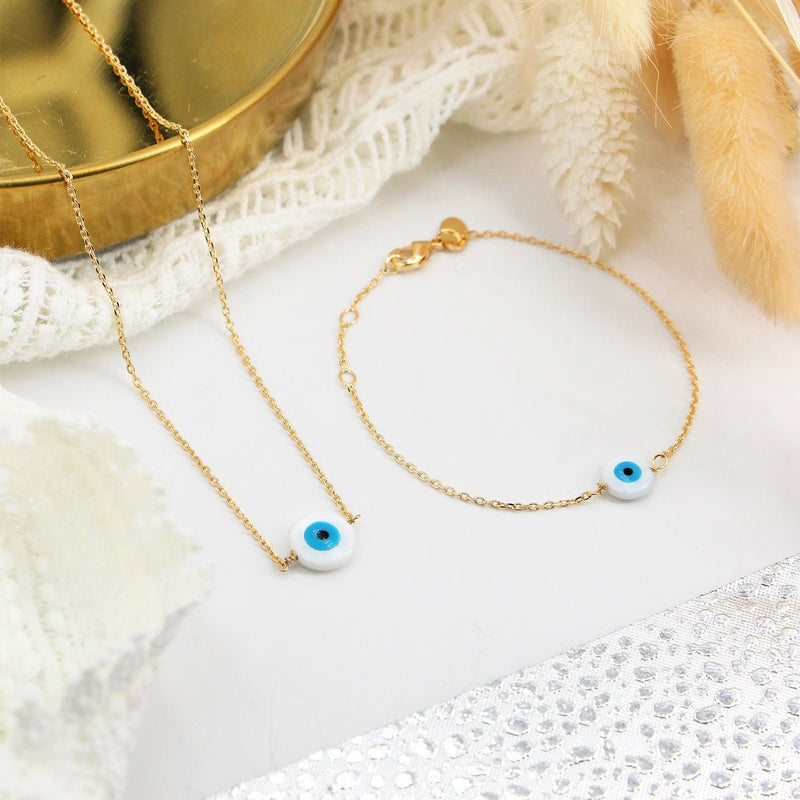Bracelet Eye - Or / Blanc - Nilaï - The Bradery