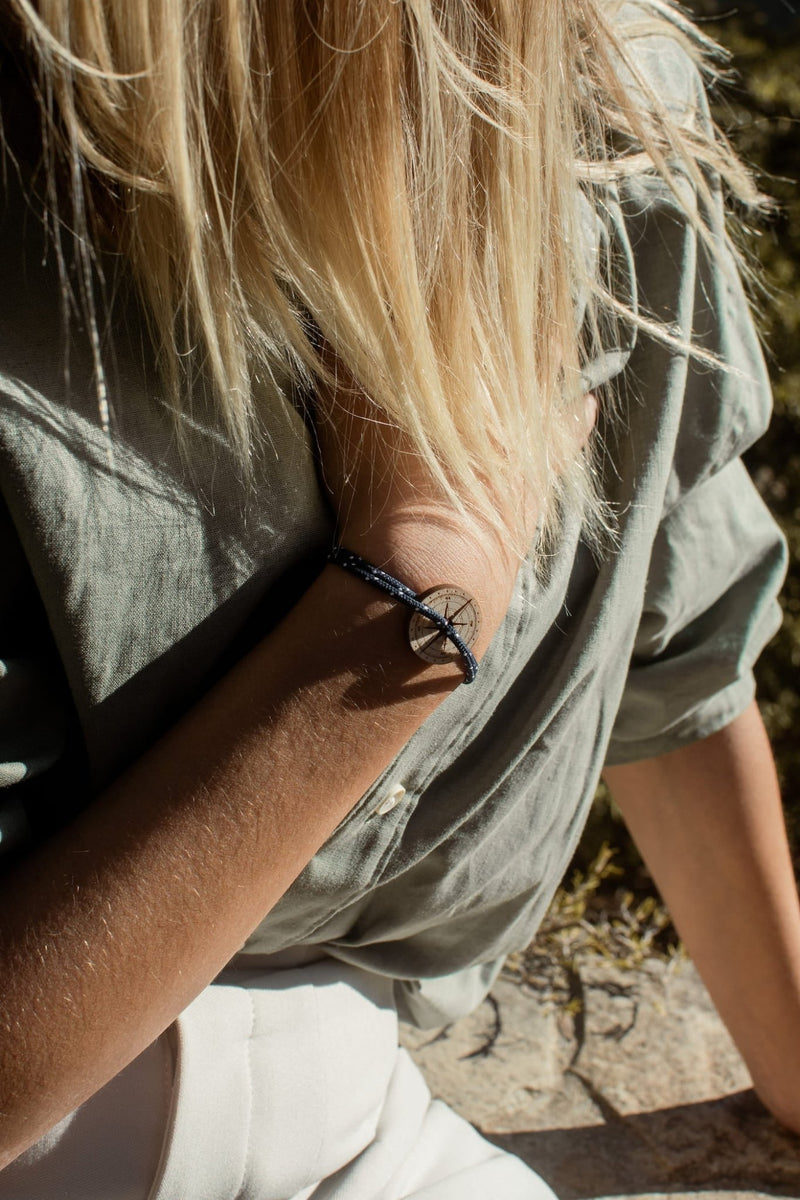 Bracelet - Feuille - Bleu Et Blanc - Le Vent à la Française - The Bradery