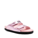 Palm Angels Leather Logo Sandals - Pink - Woman